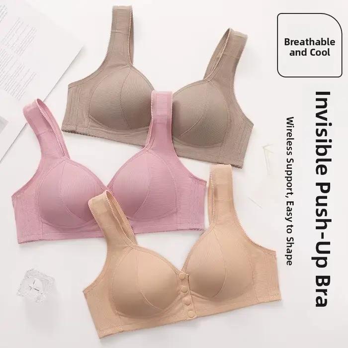 Soutien-gorge à fermeture frontale sans fil pour femmes d'âge moyen et âgées, confortable, Anti-affaissement, grande taille, tissu en Nylon respirant