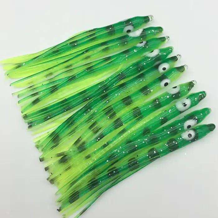 5 sacs * 7.5 cm lumineux PVC poulpe calmar jupes gabarit aiguille pêche à la traîne leurre pour l'eau salée pour la pêche en rivière et au lac