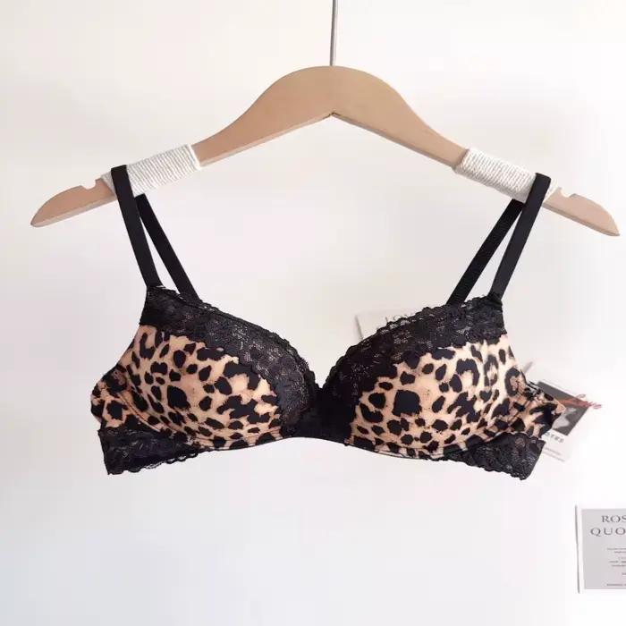 Ensemble de lingerie sexy à imprimé léopard pour femmes, soutien-gorge push-up sans armatures en dentelle, lingerie quotidienne séduisante et confortable
