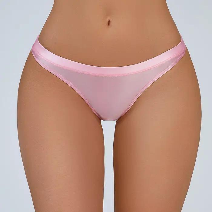 Dámske hodvábne lesklé nízke bikiny nohavičky Priesvitné bez šou spodná bielizeň Sexy jednofarebné bavlnené tangá