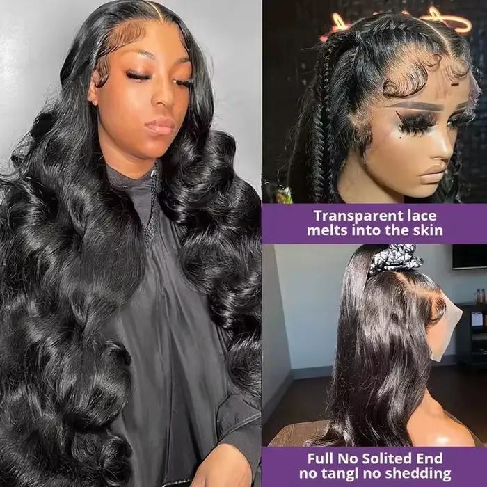 Parochňa Lace Front z ľudských vlasov vlnitá 40-44 palcov 13x4 13x6 HD predtrhaná s baby hair