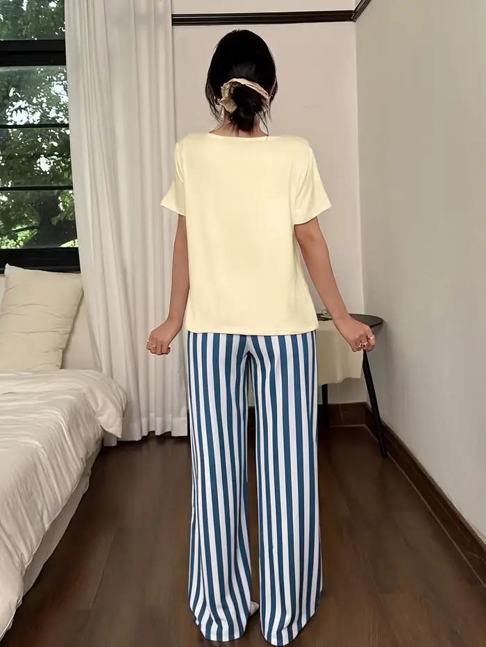 Ensemble de pyjamas pour femmes printemps/été en 2 pièces, confortable et élégant, pyjama à imprimé floral élégant pour la Saint-Valentin
