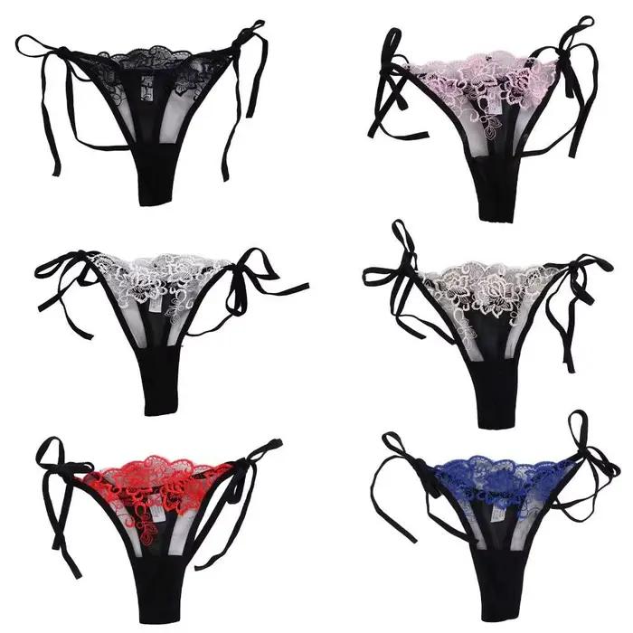 Culotte string courte en coton et polyestère avec dentelle florale pour femmes élégance et confort occasions spéciales