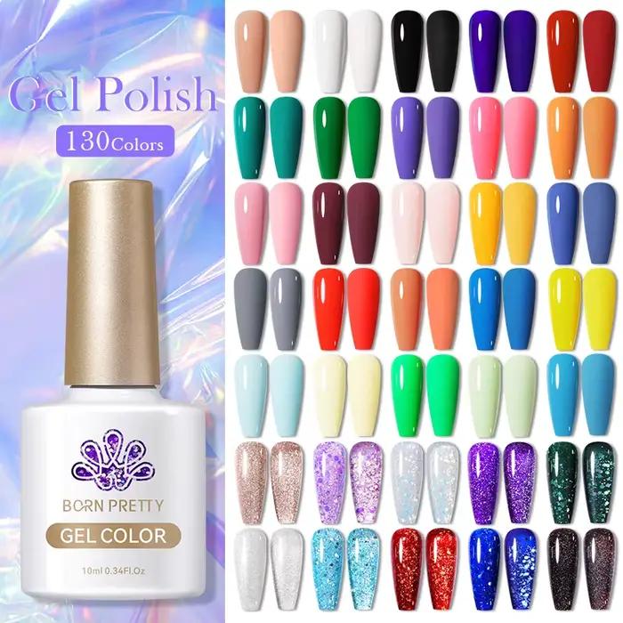 BORN PRETTY 130 farieb Gélový lak na nechty 10ml Polostály lak Nail Art manikúra namáčanie LED UV Gél lak na