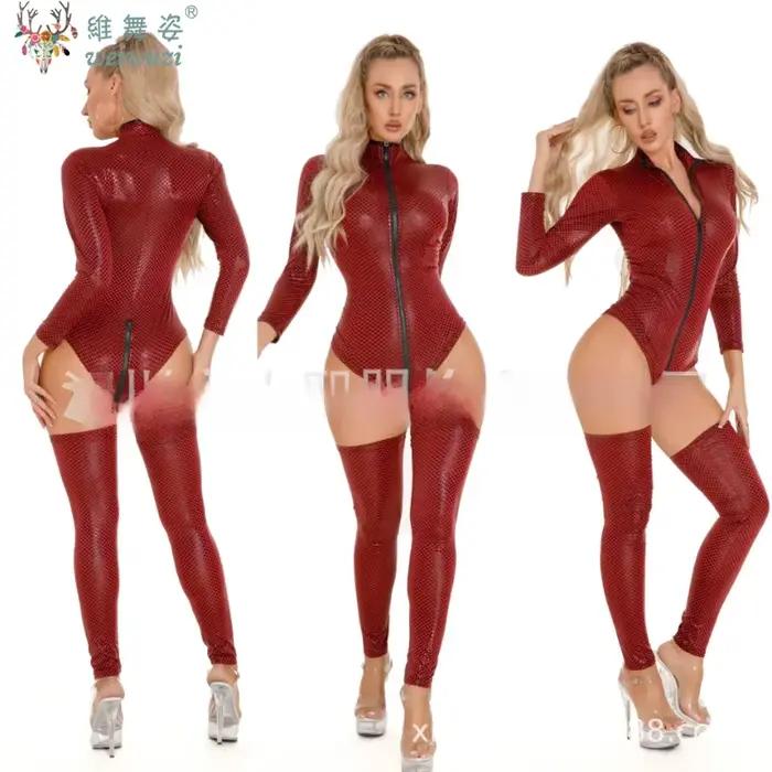 Dámske latexovo-kožené body s opaskom