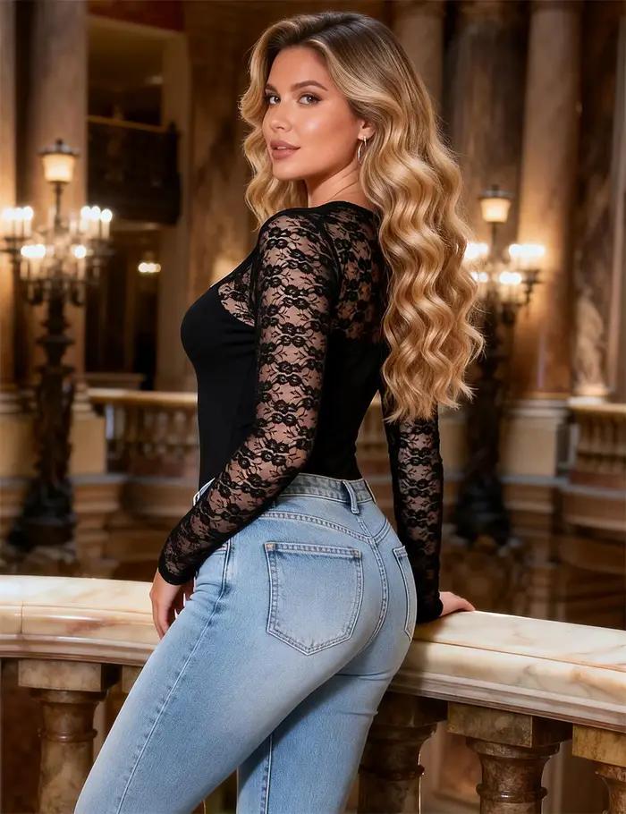 Dámske čipkované body s motýlikmi