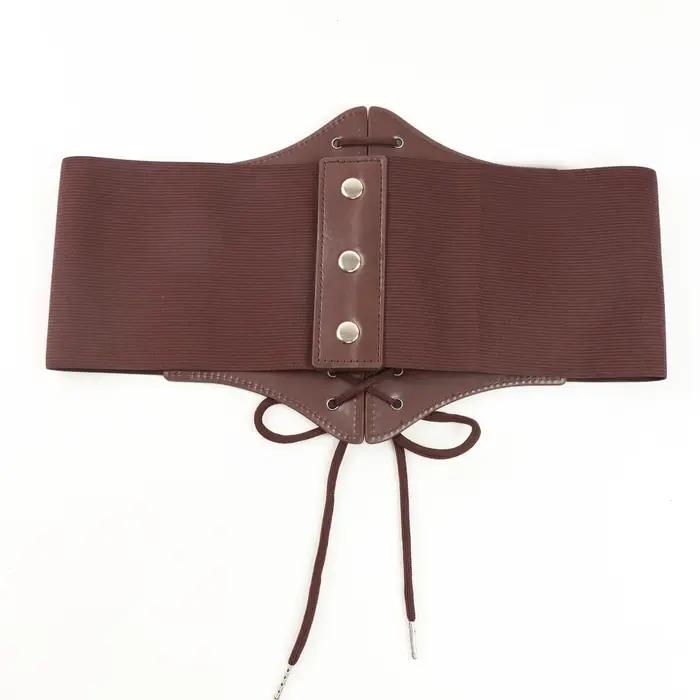 Corset en similicuir pour femme, à lacets, sexy, gaine amincissante, style gothique, sous-poitrine, avec large ceinture, pour clubwear, bustier, ceinture médiévale