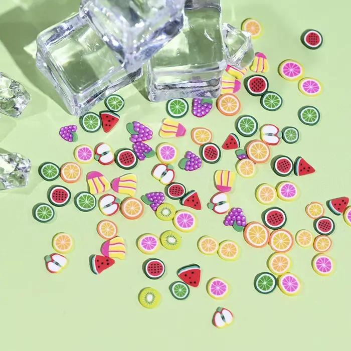 1000 kusov mix 3D ovocných plátkov na nechty z polymérovej hliny DIY modelovacie plátky citrón