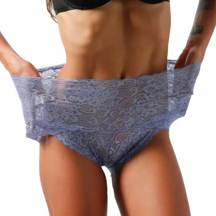 3 kusy/sada veľké veľkosti ženy Sexy čipka vysoký pás nohavičky spodná bielizeň žena priedušná intímna