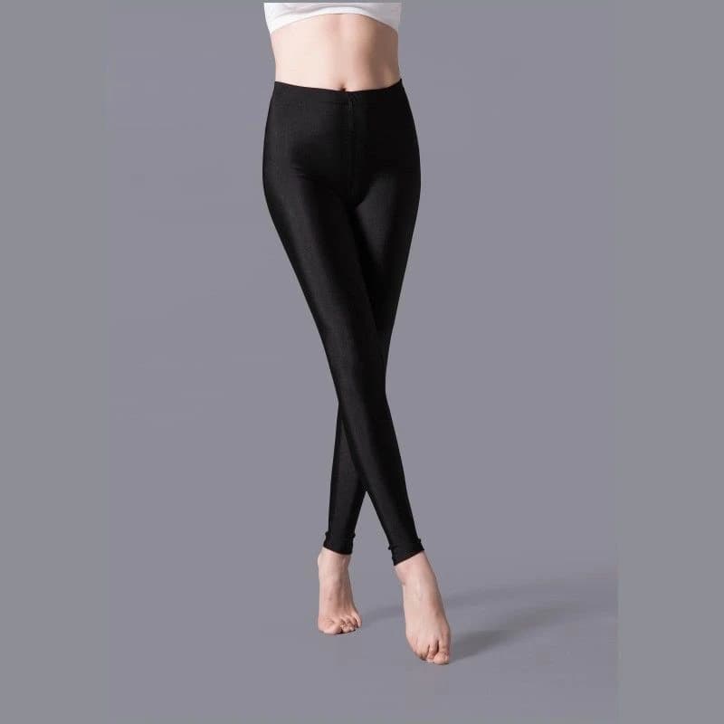 Leggings skinny couleur bonbon pour femmes, Fitness, Slim, confortable, brillant, couleur unie, noir