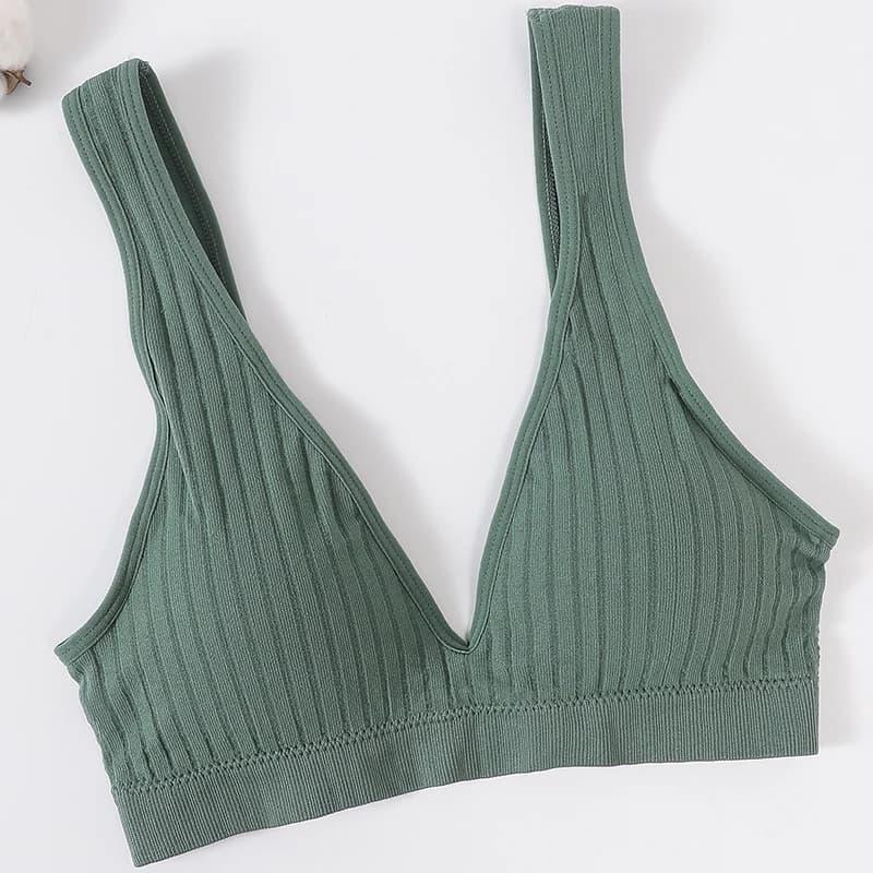Soutien-gorge de sport sans couture pour femmes, décolleté en V profond, sans armatures, sous-vêteme