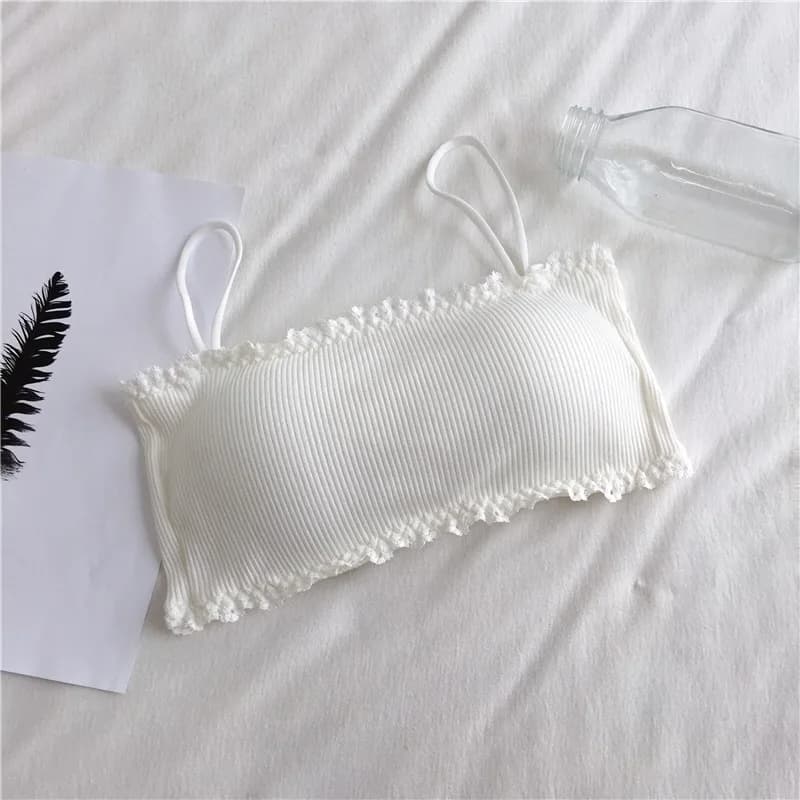 Soutien-gorge tubulaire en coton pour femmes, sous-vêtements à bretelles, beau haut précieux, soutie