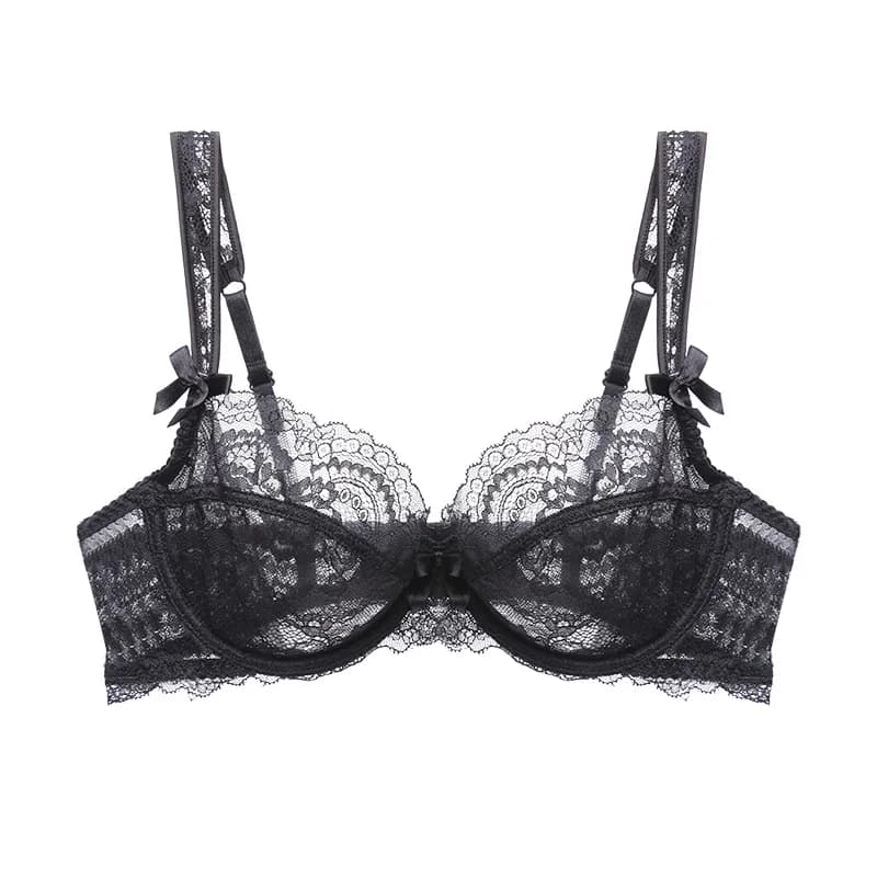 Soutien-gorge en dentelle transparente pour femmes, haut brodé, soutiens-gorge push-up pour femmes, 
