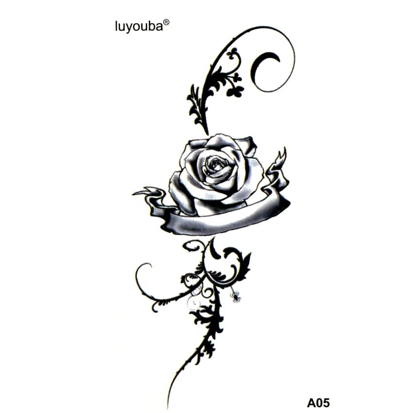 Autocollant de tatouage temporaire, motif de fleurs de Rose, étanche, Art corporel, beauté, manches 