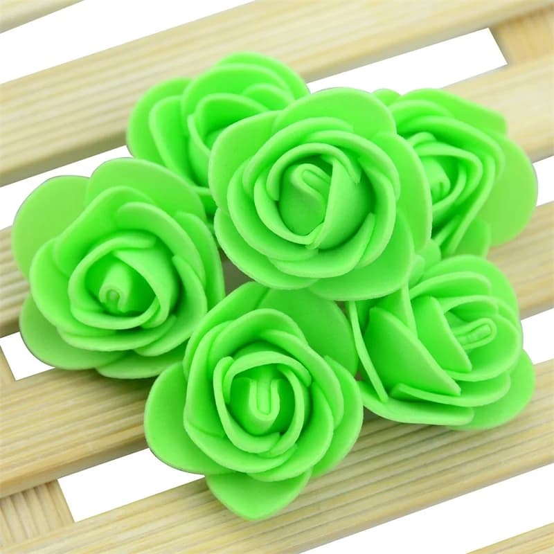 50 pièces/sac Mini PE mousse Rose fleur tête artificielle Rose fleurs à la main bricolage mariage dé