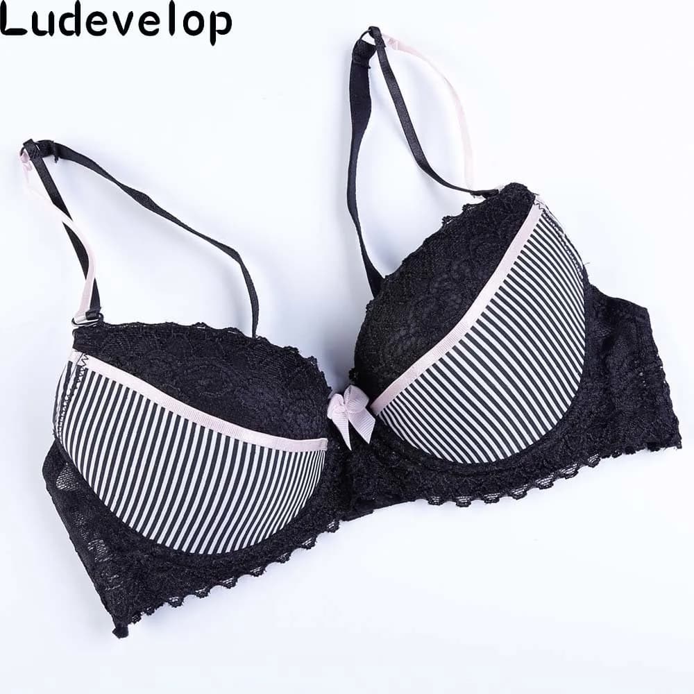 Intime nouveau push up femmes rayé soutien-gorge BC tasse dentelle lingerie broderie sexy jeune femm