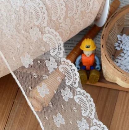 Tissu en dentelle couleur peau Beige 3 mètres, garniture appliquée en dentelle brodée, bricolage de 