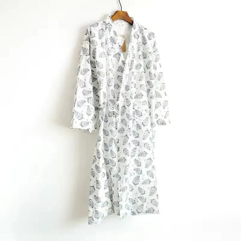 Peignoir Kimono Japonais en Coton Imprimé, Chemise de Nuit Décontractée, Cardigan Doux pour la Maiso