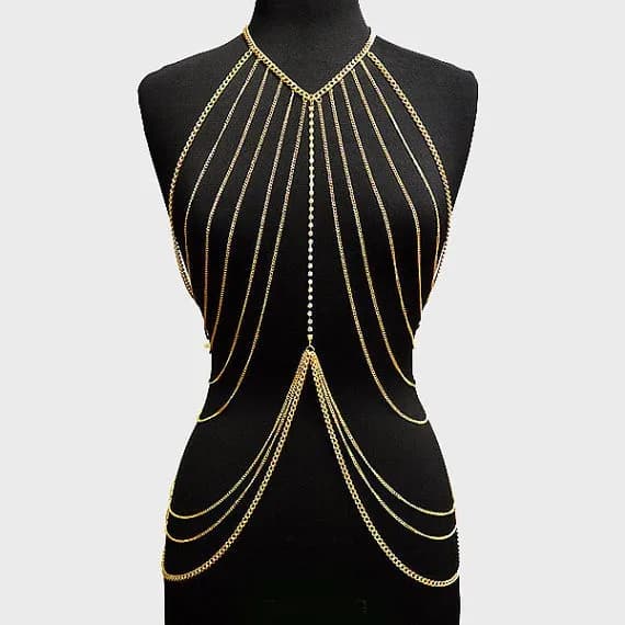 Harnais de chaîne de corps multicouche pour femmes, chaîne de poitrine brillante, accessoires Sexy, 