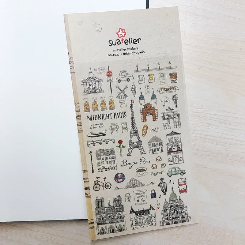 Suatelier minuit Paris autocollants découpés Scrapbooking PET clair La Tour Eiffel Treval Journal pl