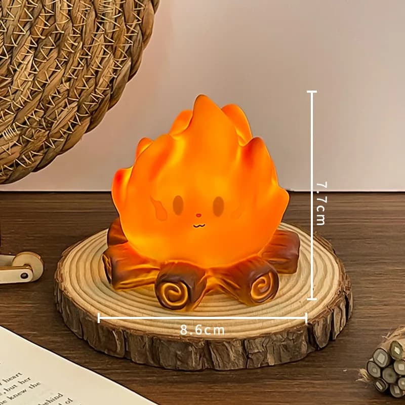 Lampe de nuit LED en forme de feu de camp de dessin animé, flamme simulée, lumière chaude, lampe d'a
