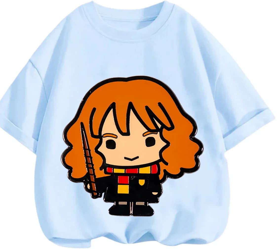 T-shirt Harry Potter basique et décontracté, imprimé dessin animé, pour enfants garçons et filles, à