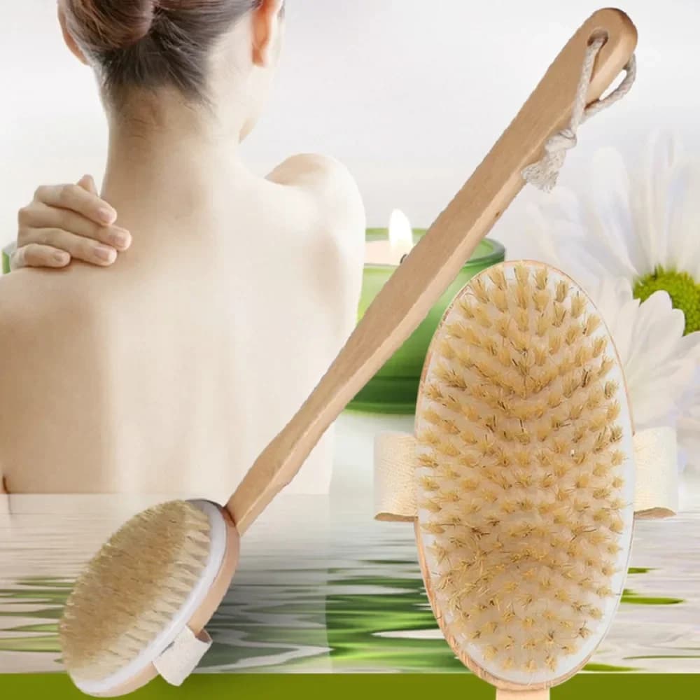 Brosse de douche à Long manche détachable en bois, 1 pièce, brosse de bain, Massage du dos, exfolian