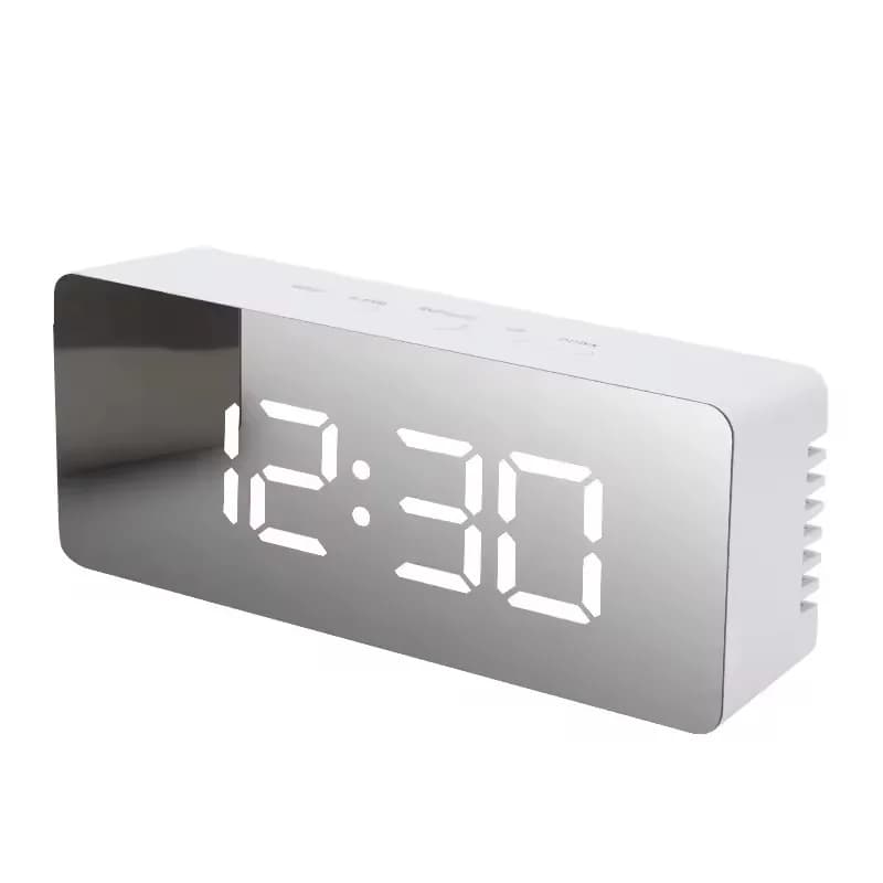 Réveil numérique LED miroir avec affichage de la température et veilleuse intelligente pour chambre 