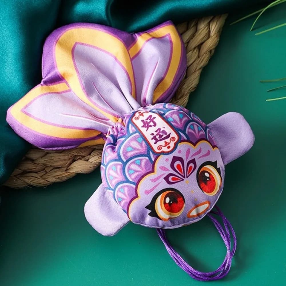 Pochette décorative en forme de poisson (poisson rouge, carpe Koï) style chinois, broderie artisanal
