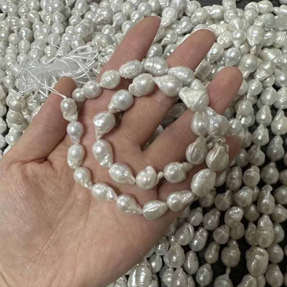 Perle d'eau douce naturelle 13-14mm AAAA blanc Baroque perle irrégulière bijoux cadeau faire collier