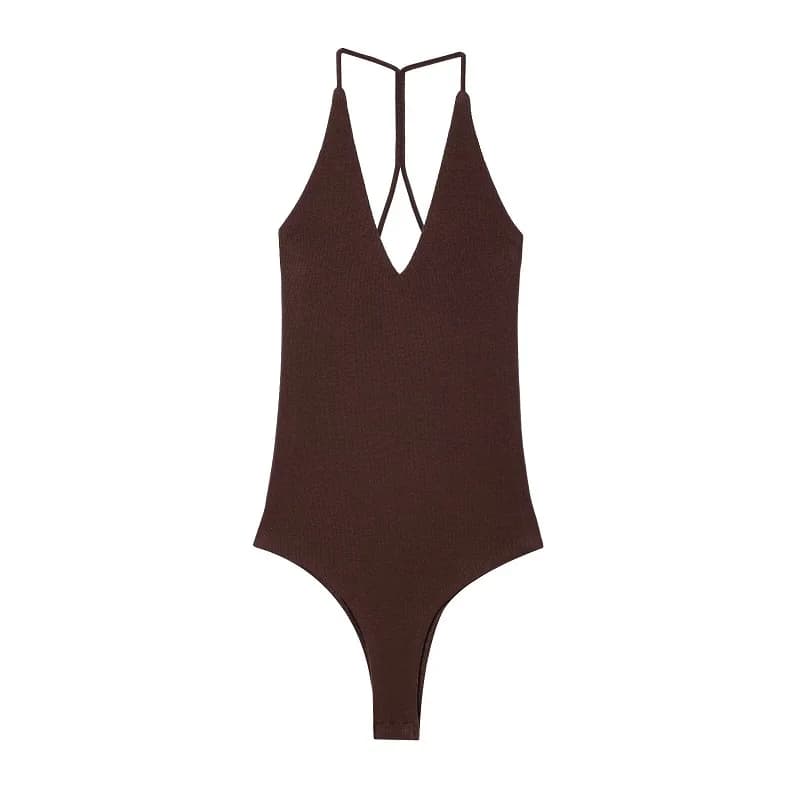 MUJER blanc noir body pour femmes Sexy dos nu body femmes licou Bustier combinaisons pour femmes été