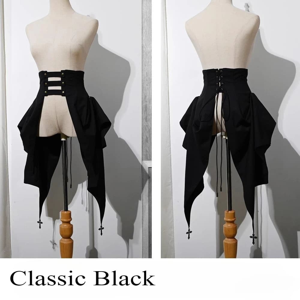 Corset gothique Punk Vintage noir avec jupe détachable à lacets, Costume de Pirate Steampunk, mode g