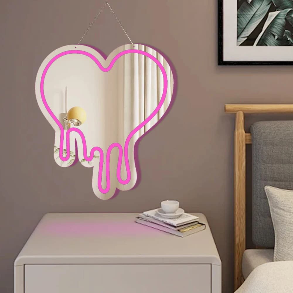 Enseigne néon en forme de papillon 16x14 pouces, lumière neutre, alimentation USB, lampe miroir de m