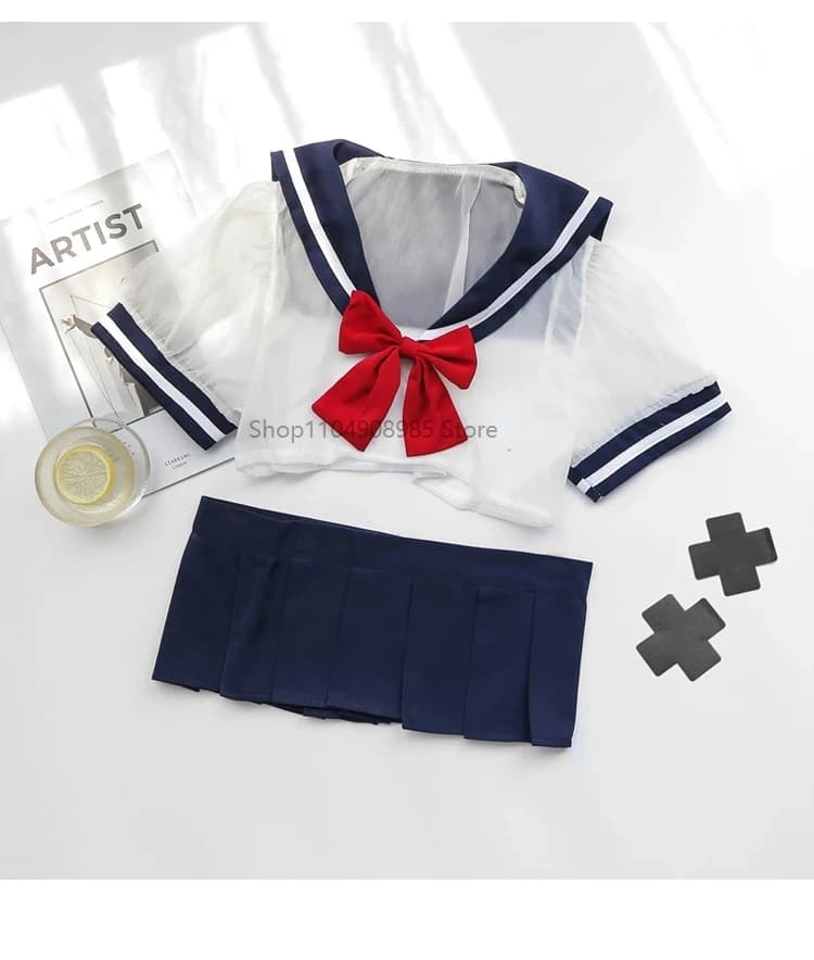 Ensemble de Lingerie Sexy Kawaii, robe de marin mignonne, Costume imprimé fraise Lolita, uniforme d'