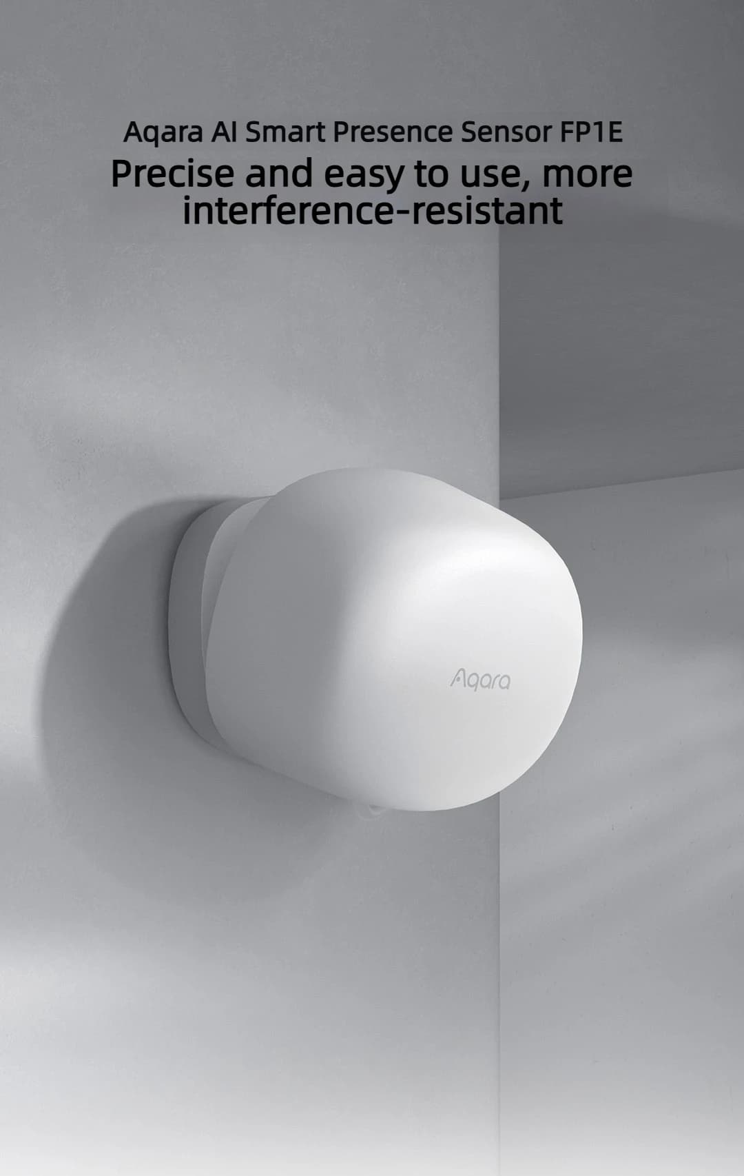 Aqara FP1E ​ ​ ​ ​ Capteur de présence intelligent IA Zigbee 3.0, détection radar à ondes millimétri