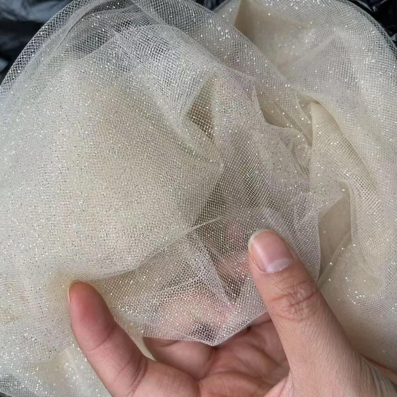 Voile de mariée en tulle bleu et rouge à sequins pressés argentés, jupe pomponnée, tissu pour vêteme