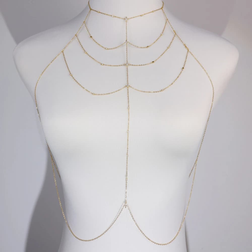 Gland en Zircon cubique scintillant, chaîne de corps de plage Sexy, accessoires de mariage pour femm