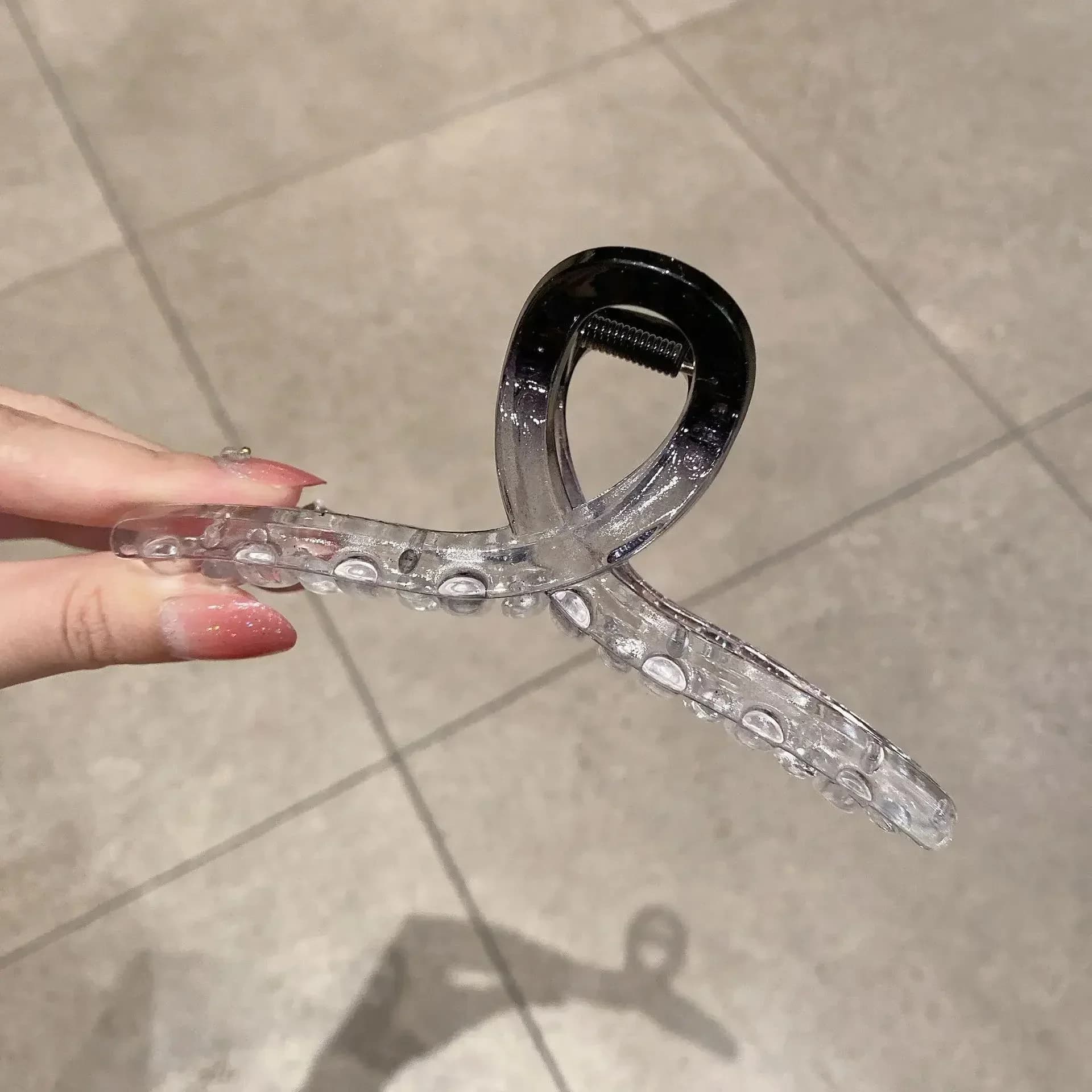 Pince à griffes Double couleur noire pour femmes, grandes pinces à cheveux à la mode, accessoires po