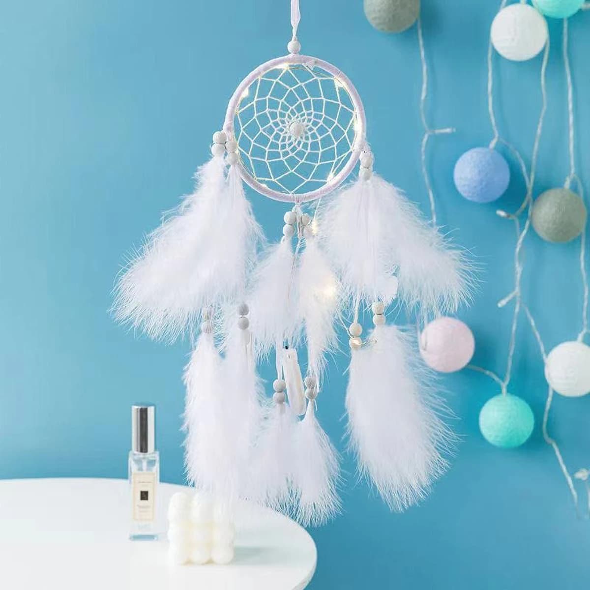 Sweet Circle Dreamcatcher – Pendentif plume et cloche pour chambre de filles, accent de chambre ludi