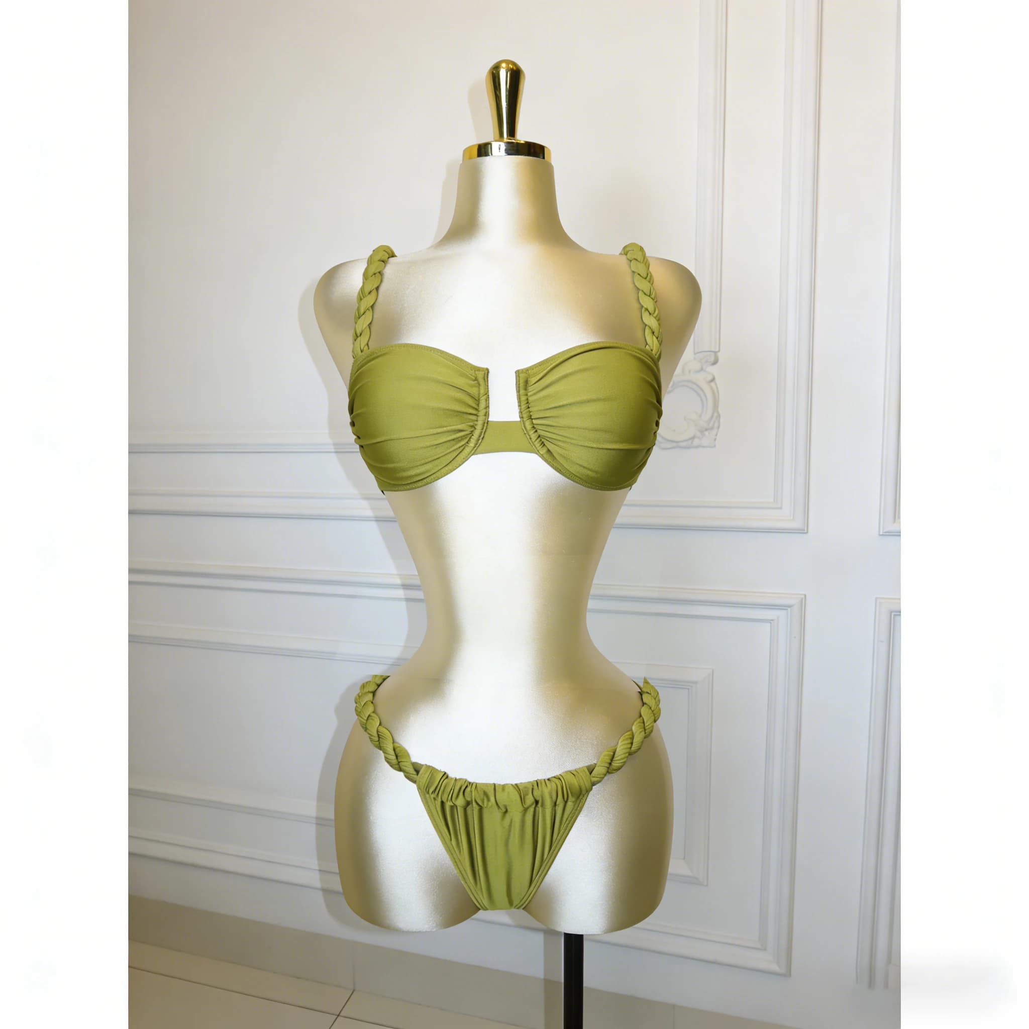 Ensemble de bikini brésilien sexy tressé avec jupe, maillot de bain à armatures pour femme, maillot 