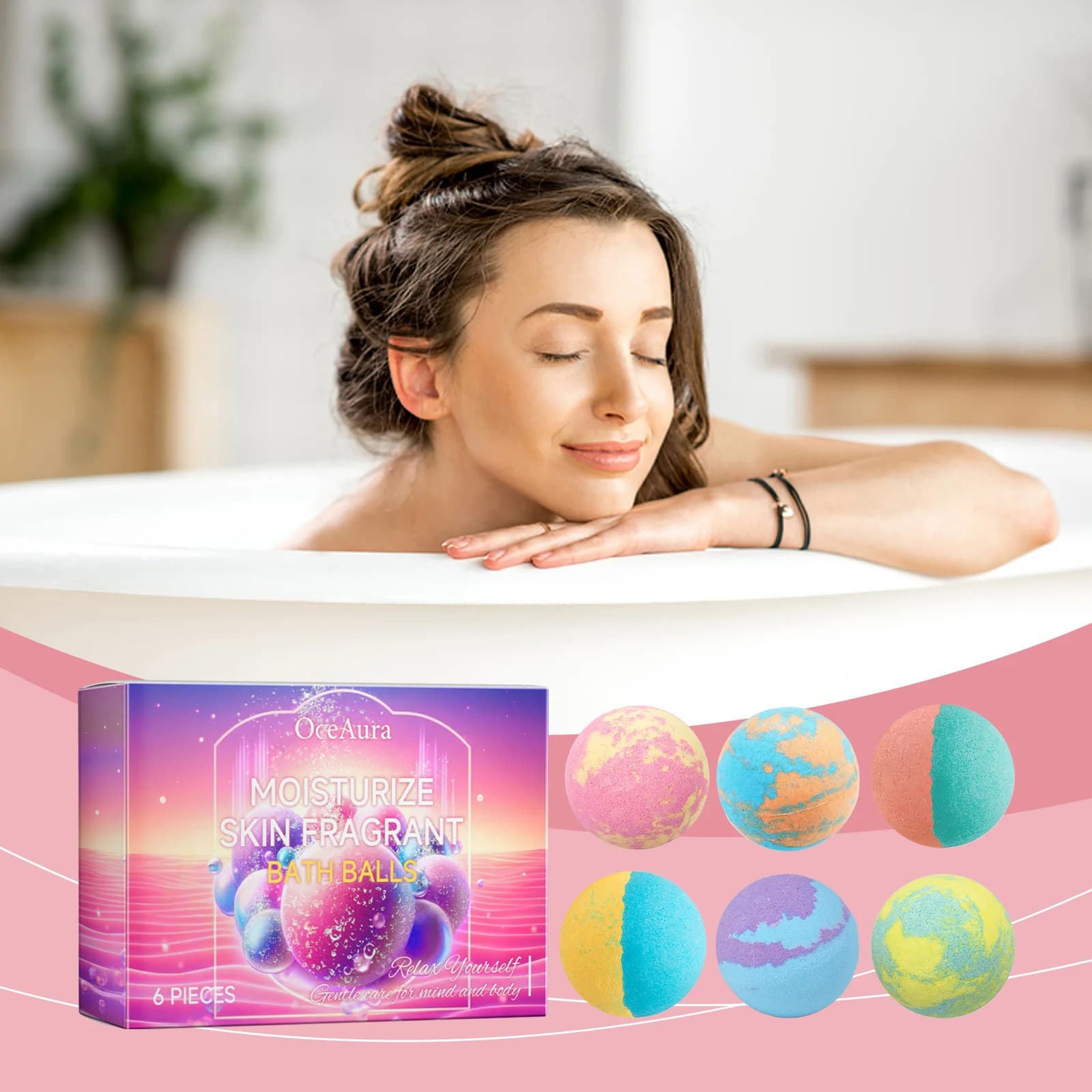 Ensemble de boules de bain parfumées pour hydrater la peau, bombe de bain naturelle faite à la main 