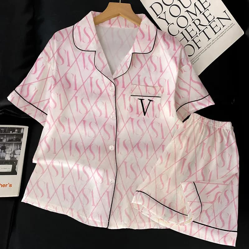 Ensemble pyjama minimaliste à manches courtes de Style coréen pour femmes, vêtements de maison léger