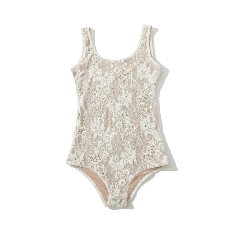 Body en dentelle double couche pour femme avec détail dans le dos bas