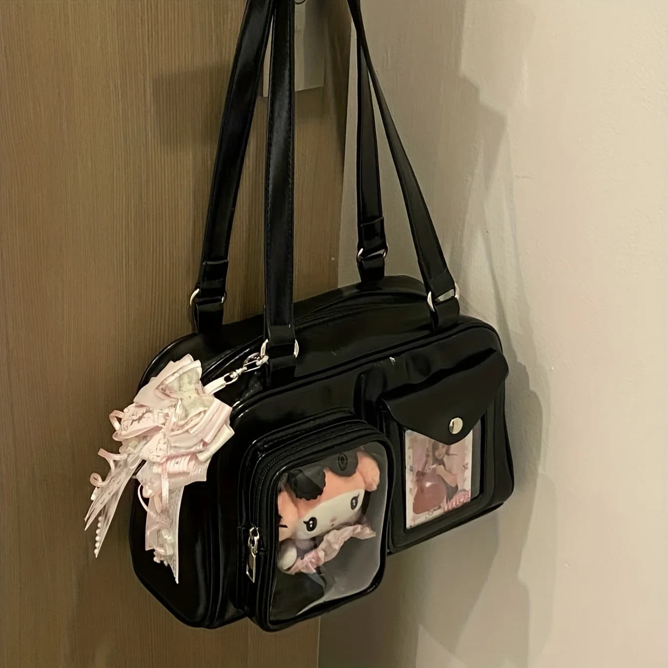Sac à bandoulière mignon de style anime pour femmes, sac à main de grande capacité pour l'école, le 