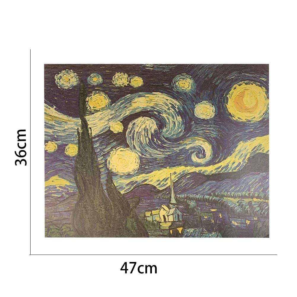 Affiche décorative de nuit étoilée de style Van Gogh, art mural rétro impressionniste, autocollant i