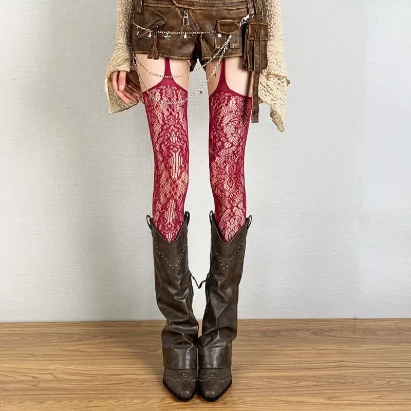 Bas résille gothiques pour filles foncées, longs et Sexy pour femmes, Design classique, Harajuku Emo