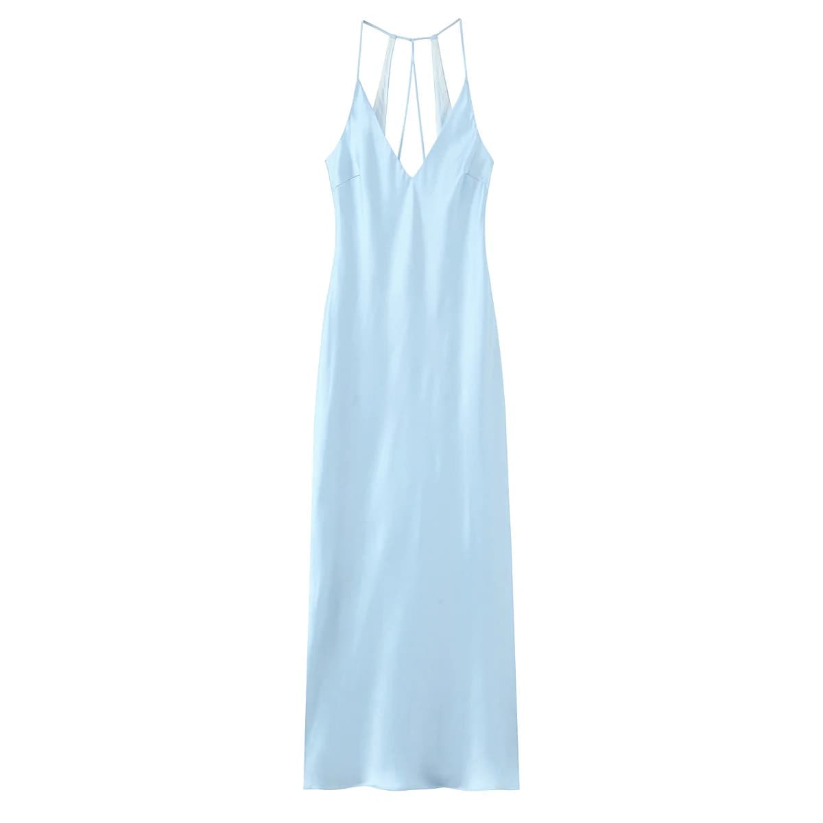 HH – robe mi-longue en Satin de soie pour femmes, nouvelle Lingerie d'été, Texture, élégante, col en
