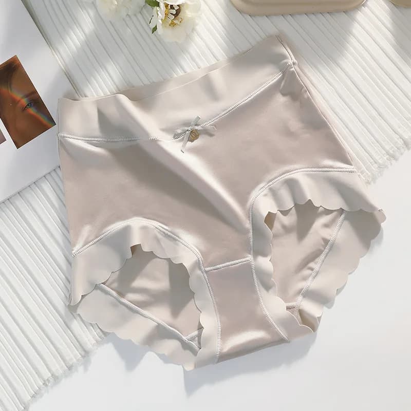 Culotte en Satin pour femmes, sous-vêtement Sexy en dentelle, luxe, taille haute, couleur unie, sans