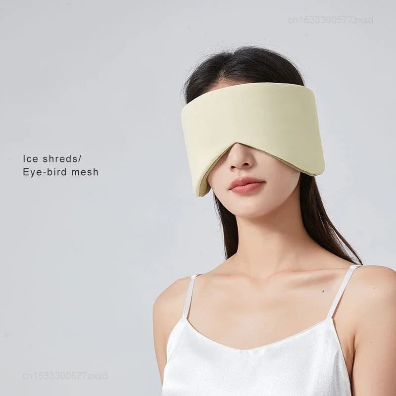 Masque de sommeil en soie glacée respirant, double face, occultant, anti-fatigue, chaud et frais, ré