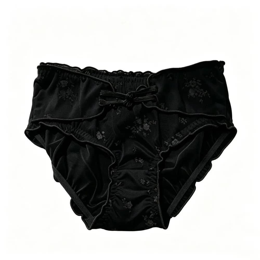 Culotte Femme Taille Basse en Soie Glacée Transparente avec Boucle et Volants Style Chinois – Linger